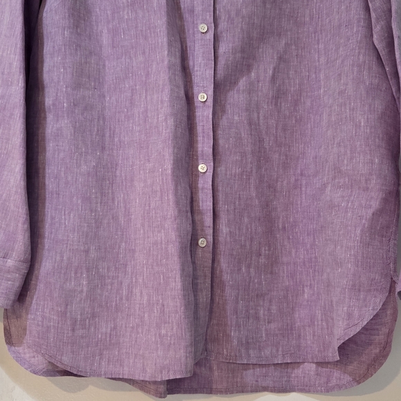 Women's J. McLaughlin Purple Britt Linen Blouse, Size L - Picture 5 of 12